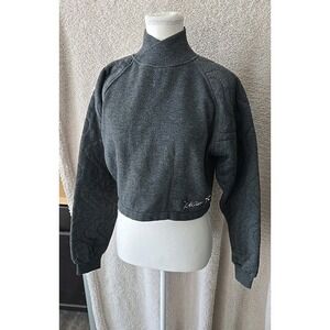 L.A. Gear Quilted Sleeve Crop‎ Top Sweatshirt Women's L Gray